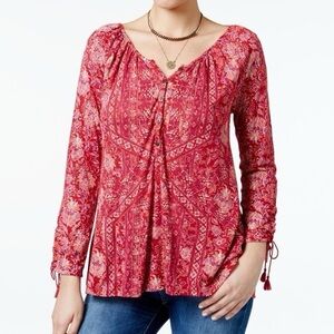 Lucky Brand Red Floral Blouse